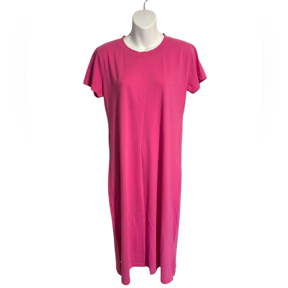 J. Crew Midi T-Shirt Dress Pink Preppy 100% Cotton Crew Neck Women’s Size Medium